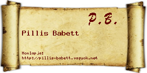 Pillis Babett névjegykártya